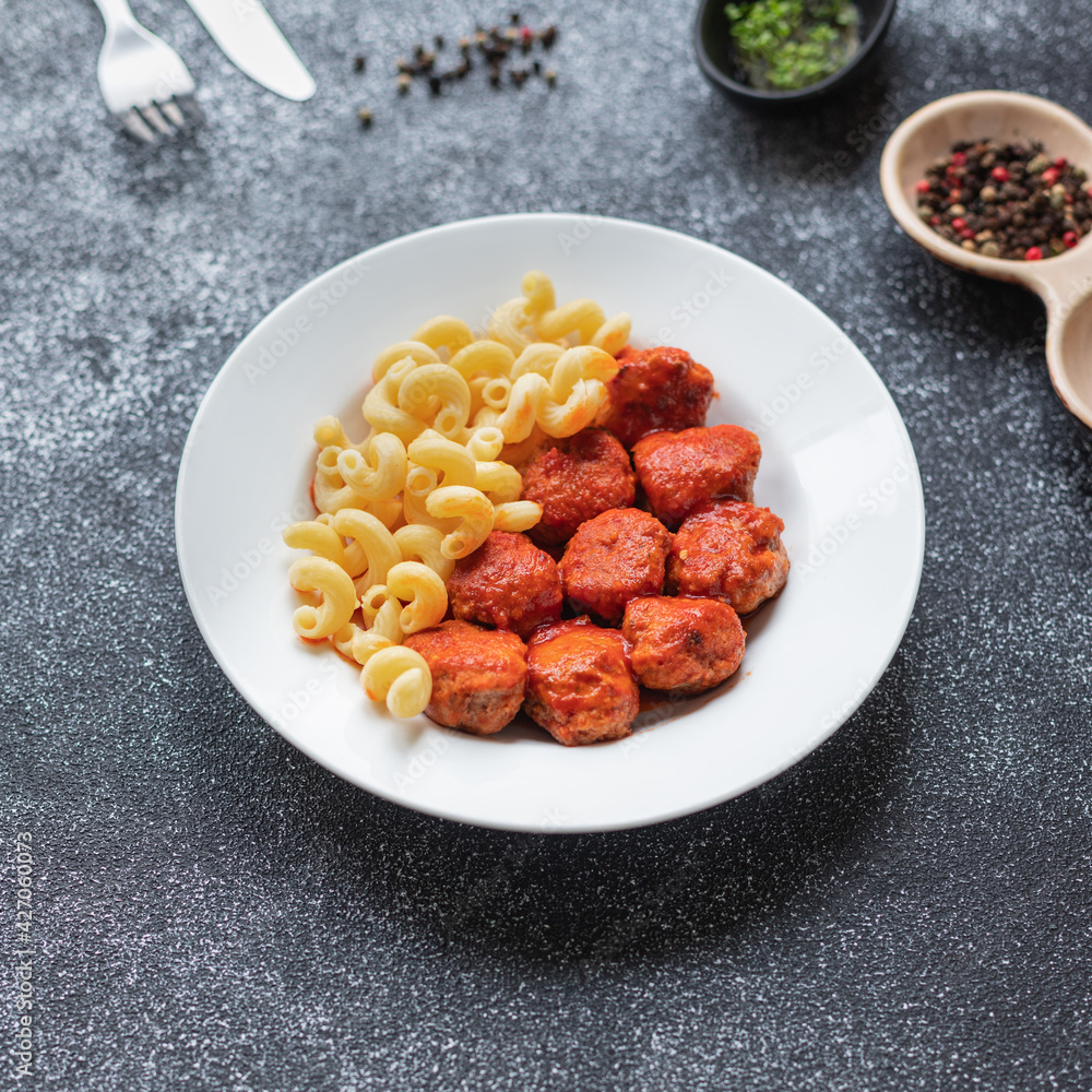 meatballs pasta tomato sauce second course pork beef lamb chicken meat ...