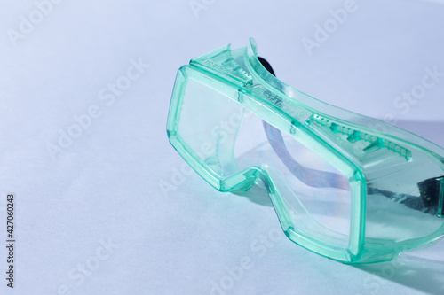 glasses on blue background