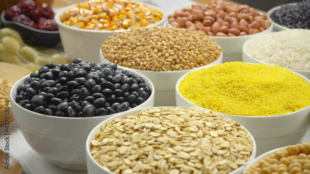 Grain cereals, various legumes and grains in the bowl, healthy eating, alternative food Grain cereals, various legumes and grains in the bowl, healthy eating, alternative food