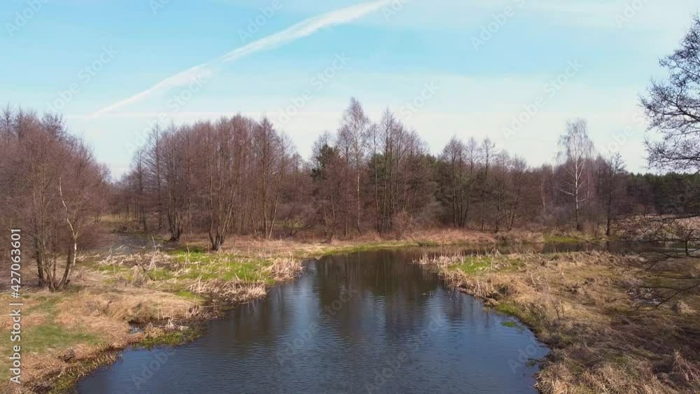 Low flight over the small Grabia River, Poland. Low flight over the small Grabia River, Poland.