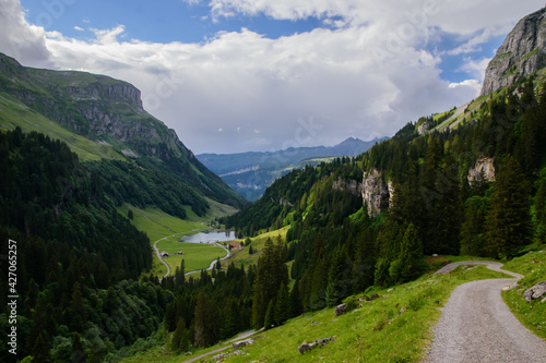 Beautiful swiss alpine landscape in summer.