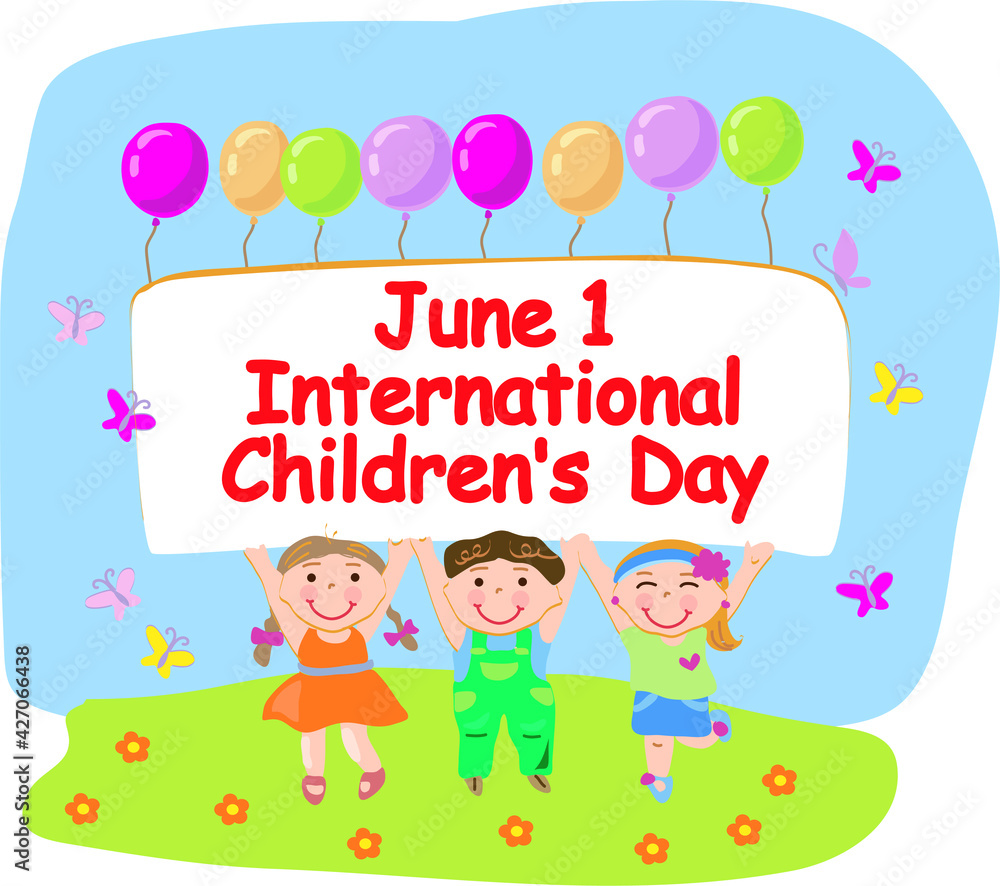 Fototapeta premium June 1 - International Children's Day vector. Ready-made banner for congratulations.