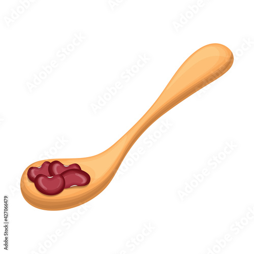 Spoon beans vector cartoon icon. Vector illustration spoon bean on white background. Isolated cartoon illustration icon of beans .