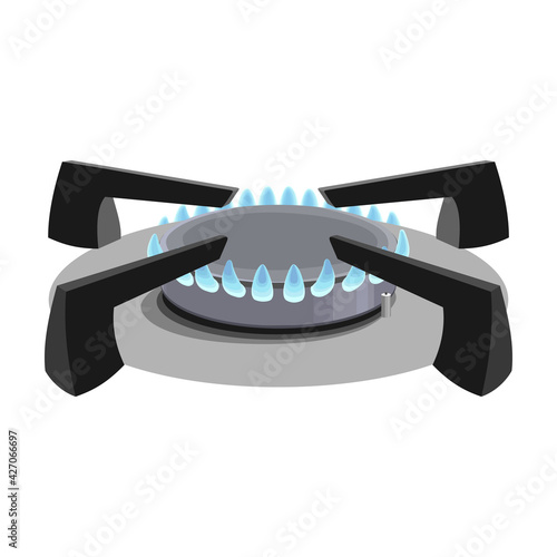 Stove burner vector cartoon icon. Vector illustration burning gas on white background. Isolated cartoon illustration icon of gas stove.