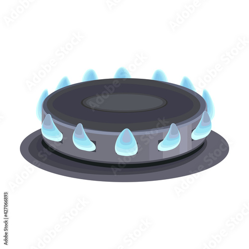 Stove burner vector cartoon icon. Vector illustration burning gas on white background. Isolated cartoon illustration icon of gas stove.