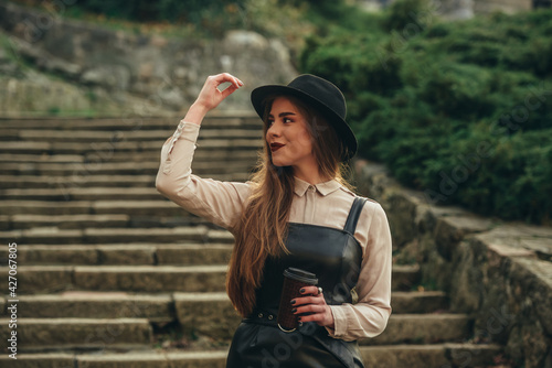 Woman drinking coffee