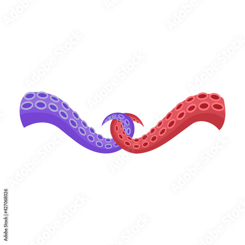 Tentacle of octopus vector cartoon icon. Vector illustration octopus on white background. Isolated cartoon illustration icon of tentacle .