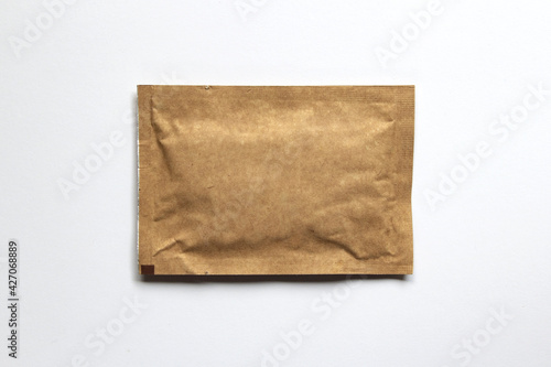 Blank packaging paper wet wipes pouch.Packaging for wet wipes isolated on white background.Can be use for your design.High resolution photo.