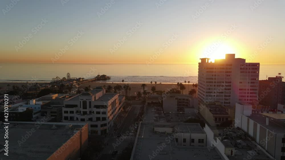 Santa Monica california beautiful sunset aerial Santa Monica california beautiful sunset aerial