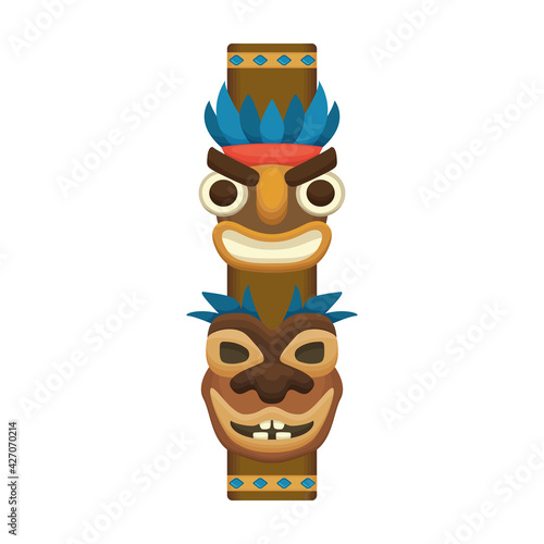 Totem tribal vector cartoon icon. Vector illustration totem wood on white background. Isolated cartoon illustration icon of mask wood.