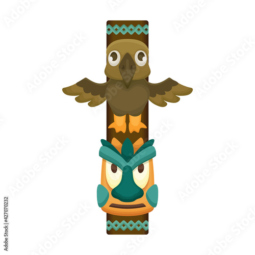 Totem tribal vector cartoon icon. Vector illustration totem wood on white background. Isolated cartoon illustration icon of mask wood.