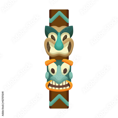 Totem tribal vector cartoon icon. Vector illustration totem wood on white background. Isolated cartoon illustration icon of mask wood.