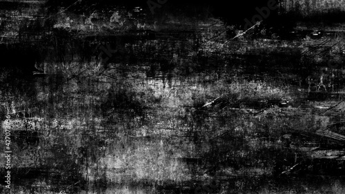 Black and white texture of scratches, chips, scuffs, dirt on old aged surface . Old film effect overlays for space or text.