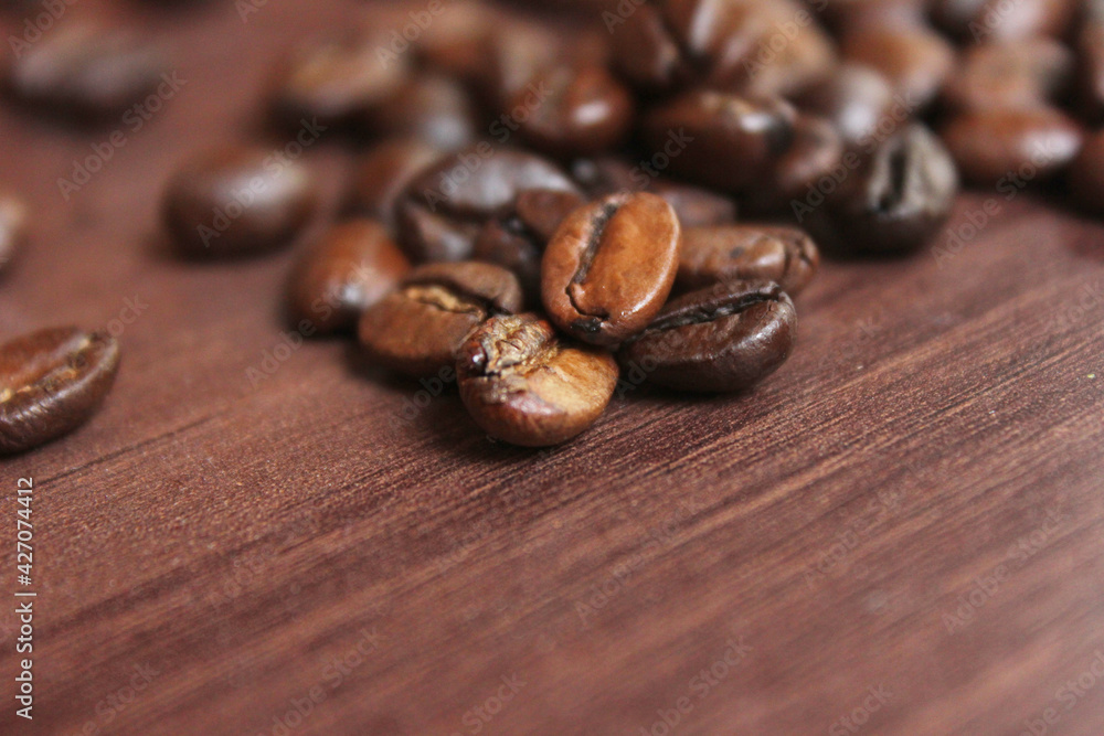 Closeup of roasted coffee beans