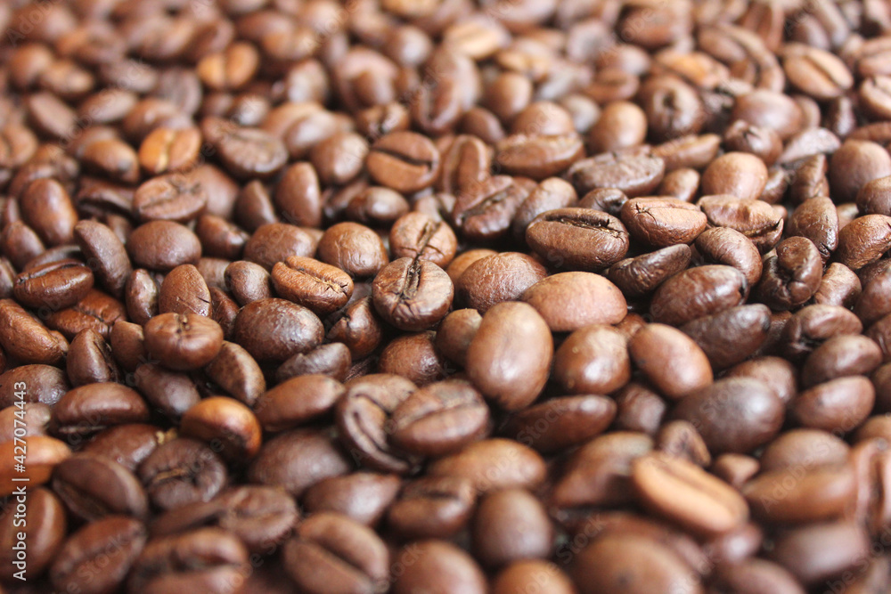 Closeup of roasted coffee beans texture Closeup of roasted coffee beans texture