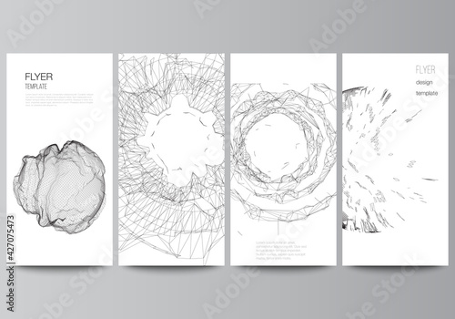 Vector layout of flyer, banner templates for website advertising design, vertical flyer design, website decoration. Abstract 3d digital backgrounds for futuristic minimal technology concept design.