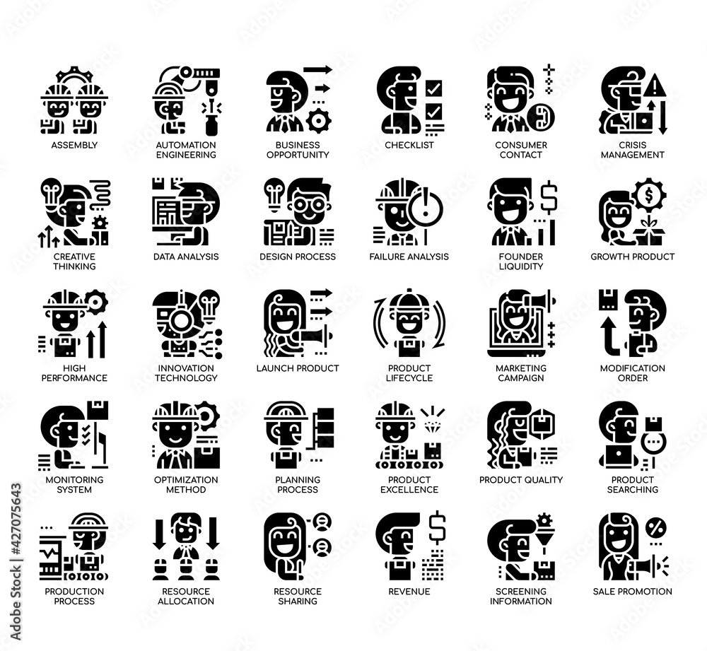 Set of product management thin line and pixel perfect icons for any web and app project. Set of product management thin line and pixel perfect icons for any web and app project.