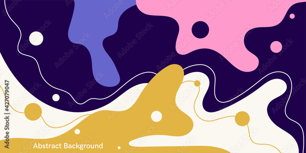 Modern backgrounds with abstract elements and dynamic shapes. Compositions of colored spots. Vector illustration.