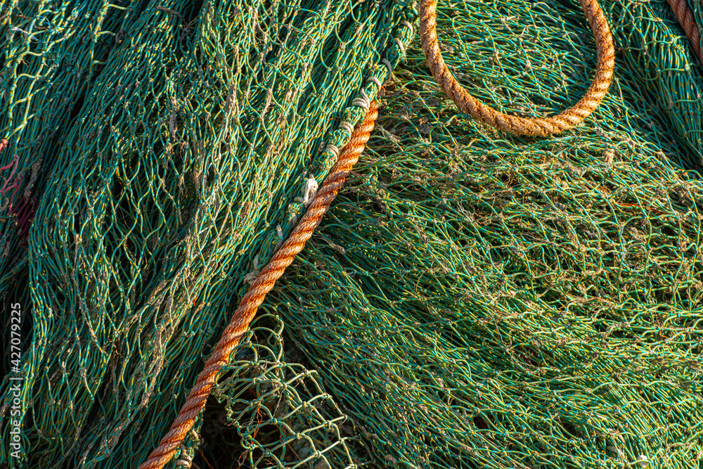Details of a fishing trawl in storage. Details of a fishing trawl in storage.