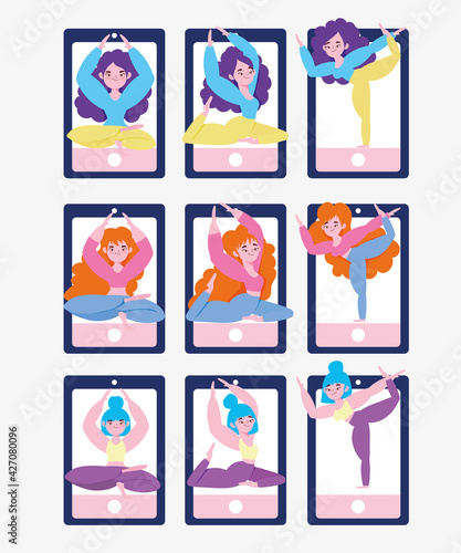 people practicing yoga online