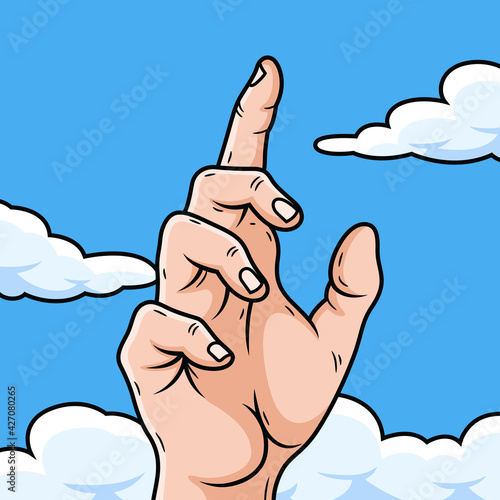 Illustration of Hand with Sky Background. Symbol of Hope Vector Icon Illustration, Isolated on Premium Vector