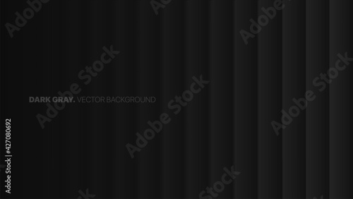 Smooth Fading Straight Lines In A Row 3D Vector Blurred Effect Dark Gray Abstract Background. Rendered Wall. Minimalistic Black Empty Space Abstract Wallpaper