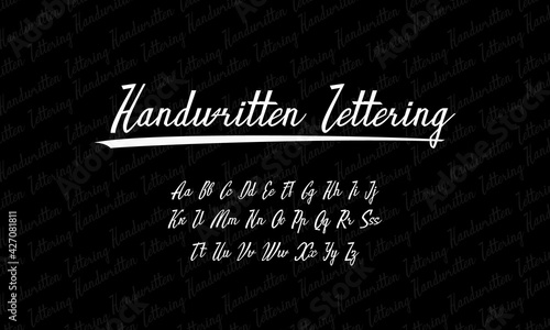 Handwritten font. Retro calligraphy. Sloppy handwriting. Vector alphabet with uppercase and lowercase letters. Vector illustration