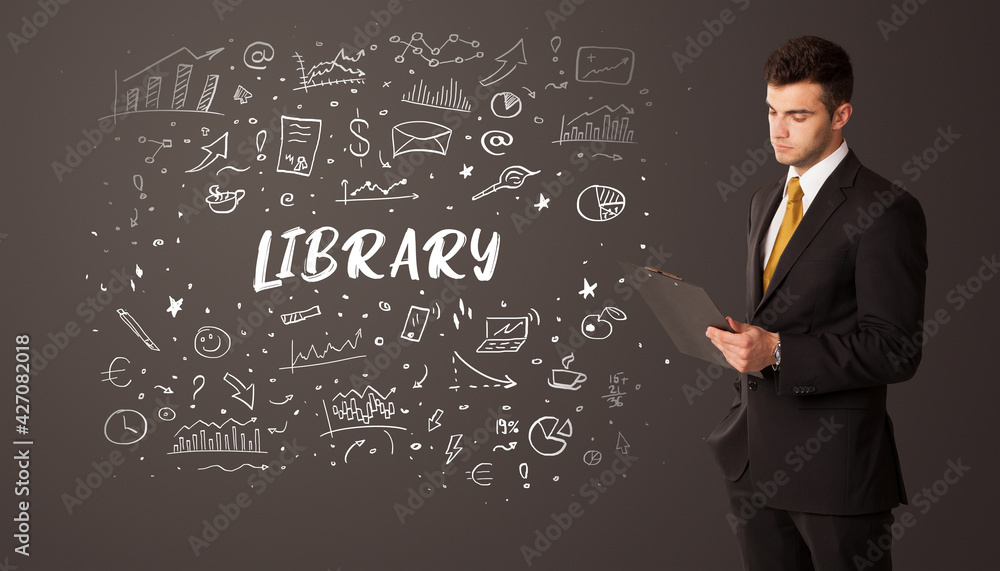 Businessman thinking with educational inscription concept Businessman thinking with educational inscription concept