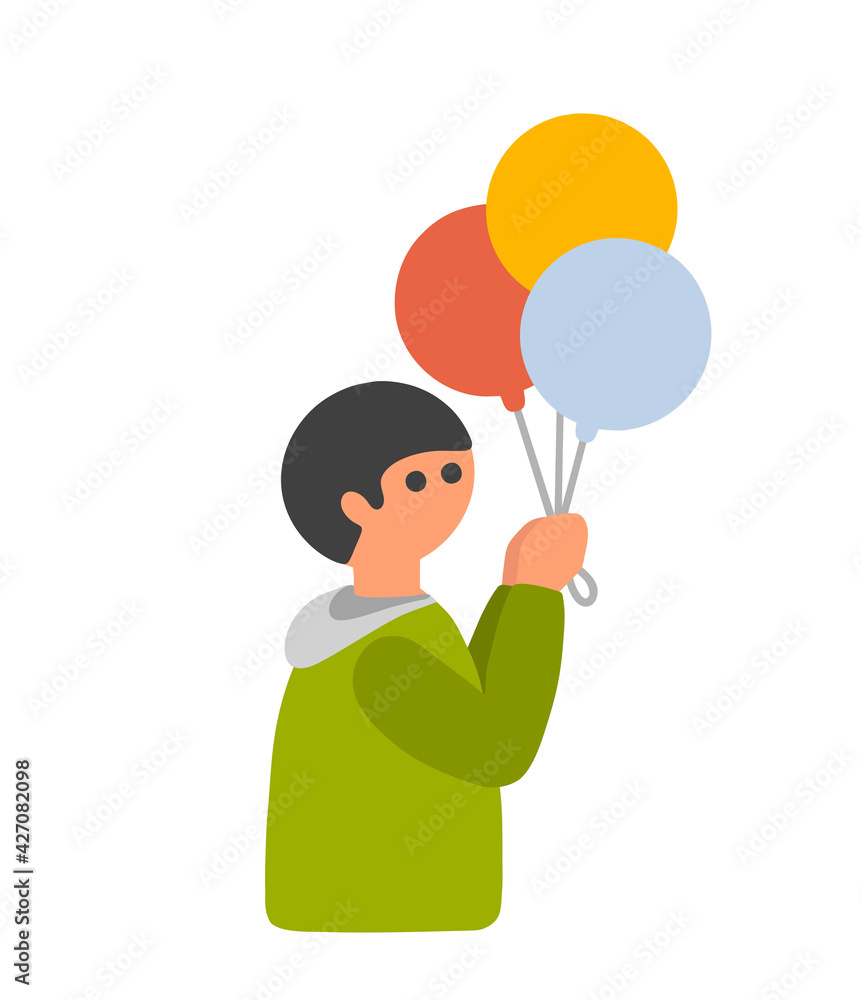 Little kid with colorful balloons in his hand. Little kid with colorful balloons in his hand.