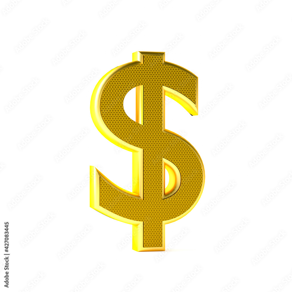 Dollar Sign in angle view. 3D Rendering. Dollar Sign in angle view. 3D Rendering.