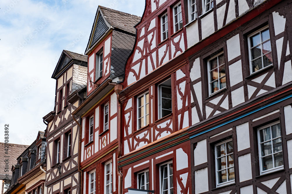 Half timbered houses at market square in Cochem, Germany