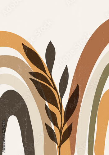 Abstracte regenboog zon print boho minimalistische afdrukbare kunst aan de muur