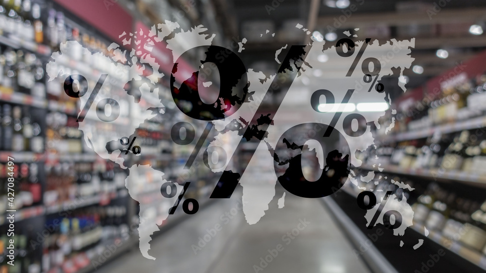 Global Sales Cyber Mondey. Percent icon on the world map Global Sales Cyber Mondey. Percent icon on the world map