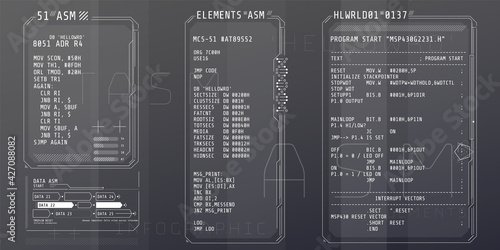 Bilde på lerret HUD interface elements with part of the code Assembly.