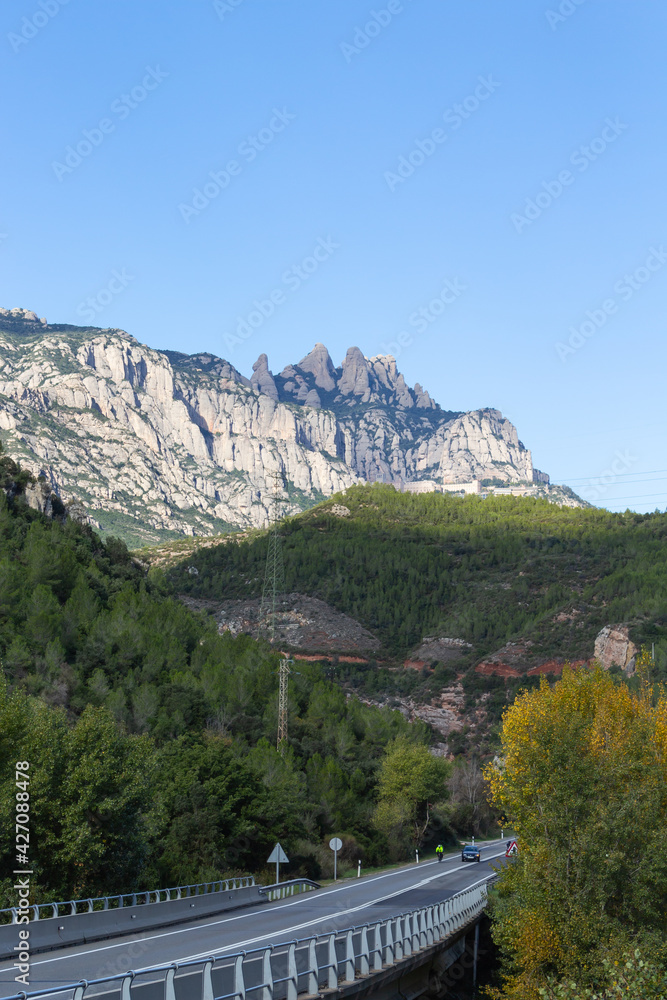 View of a road between the mountains of MONTSERRAT ( CATALONIA, SPAIN )