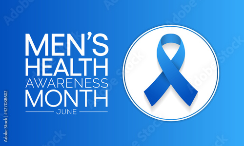 Men's health month is observed every year in June, it is used to raise awareness about health care for men and focus on encouraging boys to practice and implement healthy living decisions. Vector art.