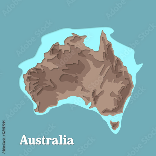 Happy Australia republic day. Typographic poster paper cut style. Lettering greeting card. National banner poster. Multilayer paper cut applique Australian. Republic day celebration paper art style