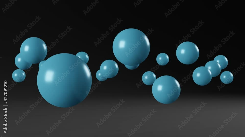 Blue balls on a black background. Minimal motion graphic seamless loop animation Blue balls on a black background. Minimal motion graphic seamless loop animation
