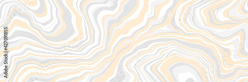 Abstract liquid background. Marble texture, natural stone, free spill of paint. Vector illustration. Long horizontal banner.