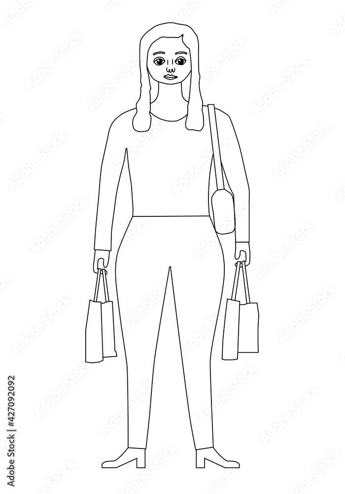 Girl standing cartoon character isolated - vector Girl standing cartoon character isolated - vector
