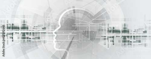 Abstract Artificial intelligence. Cloud computing. Machine learning. Technology web background. Virtual concept