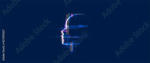 Abstract Artificial intelligence. Cloud computing. Machine learning. Technology web background. Virtual concept