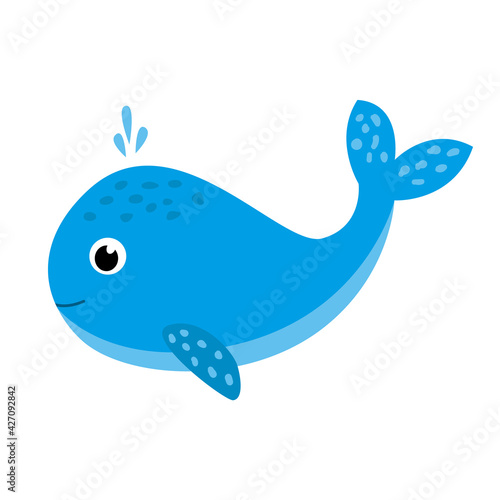Cute whale isolated on white background