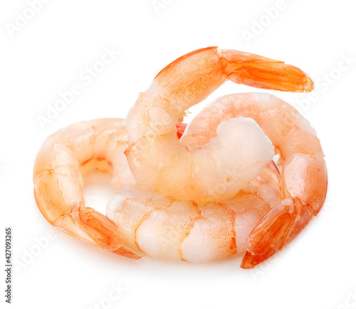 fresh boiled shrimps isolated on white bacground