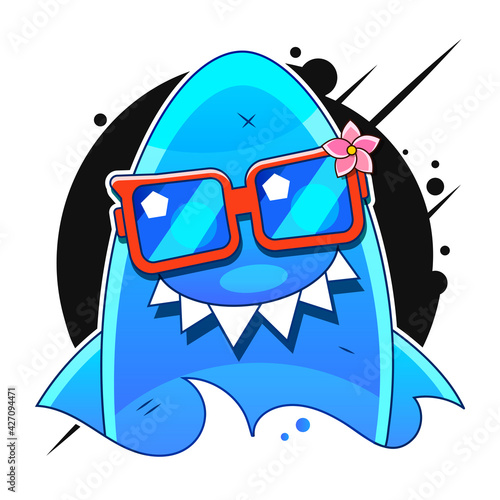 Shark with open mouth. Shark isolation on a white background. Flat vector