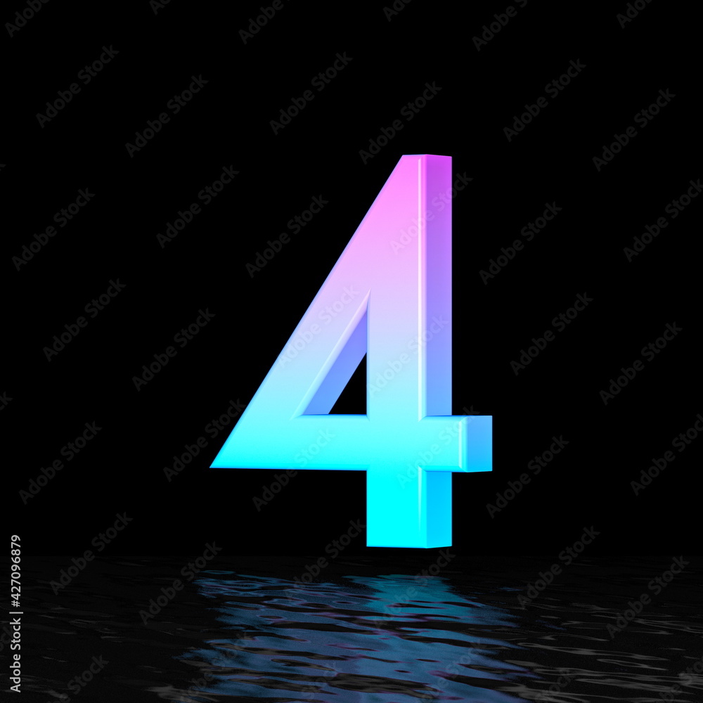 Obraz premium Cyan magenta font Number 4 FOUR 3D