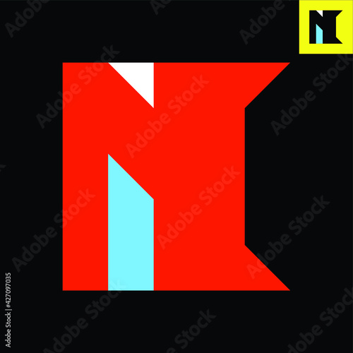 Letter N Logo. Letter N monogram logo design in Bauhaus art style. Vector logo in Eps 8.