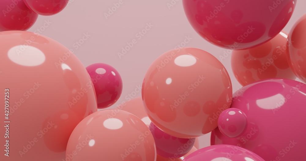 3D pink and red spheres background. 3D rendering. 3D pink and red spheres background. 3D rendering.