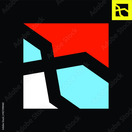 Letter X Logo. Letter X monogram logo design in Bauhaus art style. Vector logo in Eps 8.
