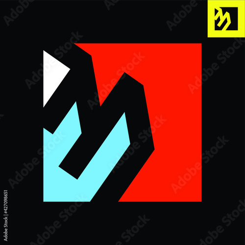 Letter M Logo. Letter M monogram logo design in Bauhaus art style. Vector logo in Eps 8.